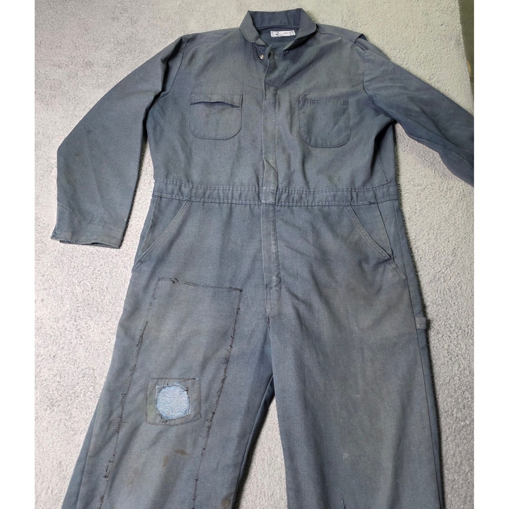Roebucks Mens 48 Regular Coveralls Blue Vintage Distressed Workwear Made in USA
